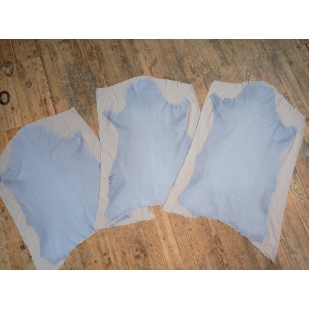 Lot de 3 peaux de cuir stretch identiques - gris bleu - Cuir en stock