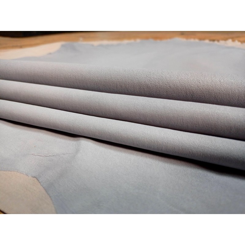 Lot de 3 peaux de cuir stretch identiques - gris bleu - cuir en stock