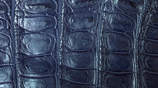 Morceau de cuir crocodile véritable bleu marine mat - cuir en stock