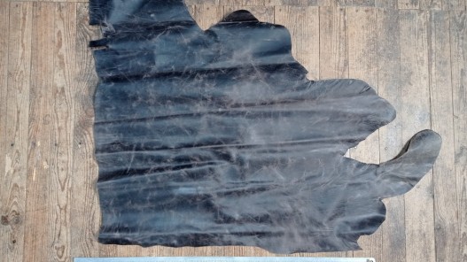 Grand morceau de cuir - vachette pullup - couleur gris vieilli - maroquinerie - Cuir en Stock