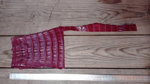 Morceau de cuir crocodile véritable - rouge pourpre - cuirenstock