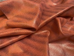 L'UNIQUE - peau veau velours corail métallisé doré petits motifs - maroquinerie - décoration - Cuir en Stock