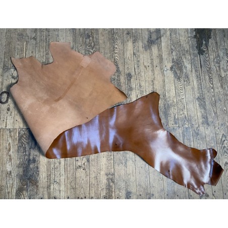 Cuir de flanc de vache - brun whisky - tannage végétal - Cuirenstock