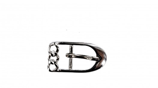 Boucle de ceinture rectangulaire - motif chaînet - nickelé - 15 mm - bouclerie - accessoire - cuir en stock