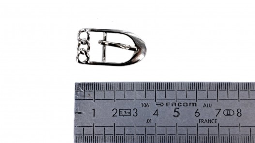 Boucle de ceinture rectangulaire - motif chaînet - nickelé - 15 mm - bouclerie - accessoire - Cuir en stock