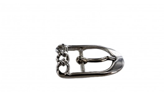 Boucle de ceinture rectangulaire - motif chaînet - nickelé - 15 mm - bouclerie - accessoire - Cuir en Stock
