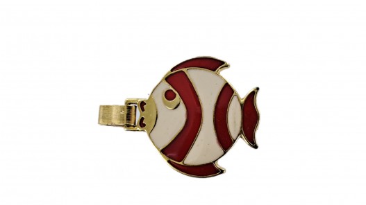 Boucle de ceinture poisson - laiton - rouge et blanc - 15 mm - bouclerie - accessoire - cuir en stock