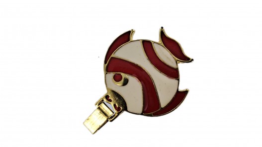 Boucle de ceinture poisson - laiton - rouge et blanc - 15 mm - bouclerie - accessoire - cuirenstock