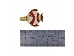 Boucle de ceinture poisson - laiton - rouge et blanc - 15 mm - bouclerie - accessoire - Cuir en stock