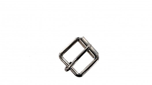 Petite boucle rouleau carrée - nickelé - 10 mm - ceinture - bouclerie - cuir en stock