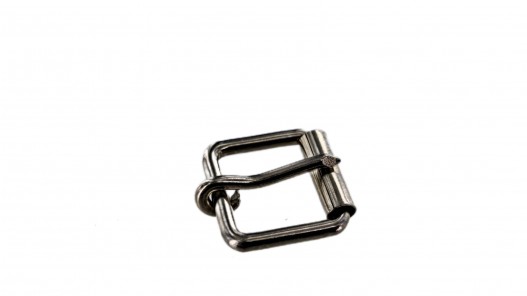 Petite boucle rouleau carrée - nickelé - 10 mm - ceinture - bouclerie - Cuirenstock