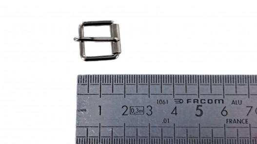 Petite boucle rouleau carrée - nickelé - 10 mm - ceinture - bouclerie - Cuir en stock