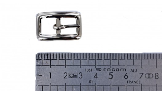 Petite boucle rectangulaire courbée - nickelé - 10 mm - ceinture - bouclerie - Cuir en stock