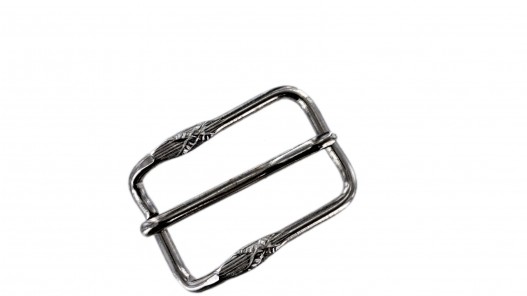 Boucle rectangulaire à motif croix - nickelé - 20 mm - ceinture - bouclerie - accessoires - cuirenstock