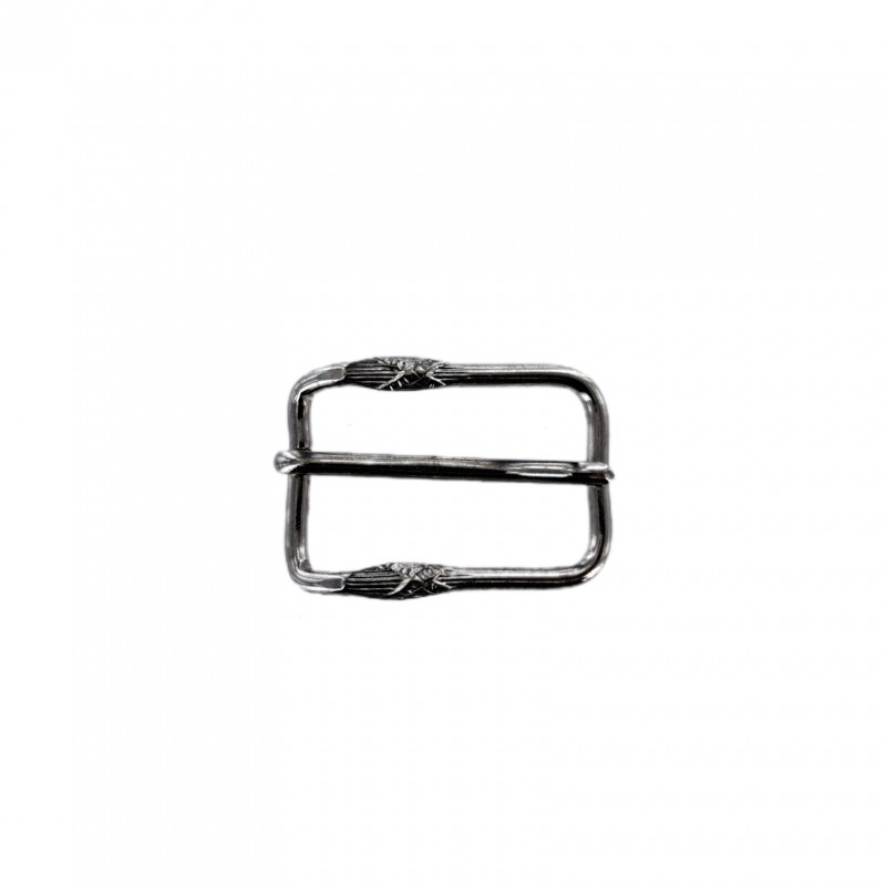 Boucle rectangulaire à motif croix - nickelé - 20 mm - ceinture - bouclerie - accessoires - cuir en stock