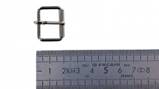 Boucle rouleau rectangulaire - nickelé - 20 mm - ceinture - bouclerie - accessoires - Cuir en stock