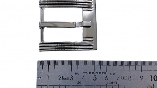 Boucle de ceinture rectangulaire à motif linéaire - 30mm - ceinture - bouclerie - accessoires - Cuir en Stock