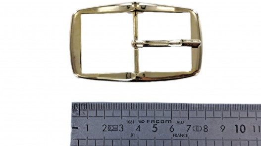 Grande boucle de ceinture rectangulaire moulée laiton clair - 35 mm - bouclerie - ceinture - cuirenstock