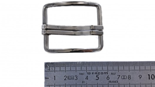 Grande boucle de ceinture rectangulaire - double ardillon nickelé - 40 mm - ceintures - bouclerie - Cuirenstock