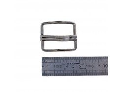 Grande boucle de ceinture rectangulaire - double ardillon nickelé - 40 mm - ceintures - bouclerie - Cuirenstock