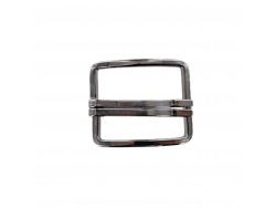 Grande boucle de ceinture rectangulaire - double ardillon nickelé - 40 mm - ceintures - bouclerie - cuir en stock