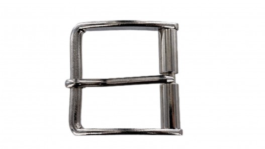 Boucle de ceinture carrée effet rouleau - nickelé - 40 mm - ceintures - bouclerie - cuir en stock