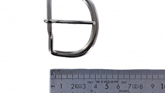 Grande boucle demi-lune nickelé - nickelé - 45 mm - ceintures - bouclerie - cuir en stock