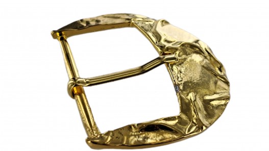 Grande boucle de ceinture demi-lune effet froissé laiton - bronze - 50 mm - ceintures - bouclerie - Cuir en Stock