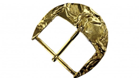 Grande boucle de ceinture demi-lune effet froissé laiton - bronze - 50 mm - ceintures - bouclerie - cuirenstock