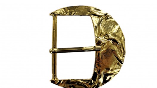 Grande boucle de ceinture demi-lune effet froissé laiton - bronze - 50 mm - ceintures - bouclerie - cuir en stock