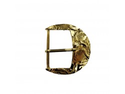 Grande boucle de ceinture demi-lune effet froissé laiton - bronze - 50 mm - ceintures - bouclerie - cuir en stock