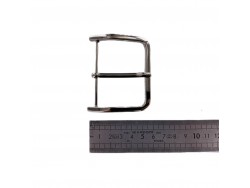 Grande boucle de ceinture rectangulaire courbée - nickelé - 60 mm - ceintures - bouclerie - Cuir en stock