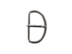 Grande boucle de ceinture demi- cercle strié - nickelé - 60 mm - ceintures - bouclerie - cuir en stock
