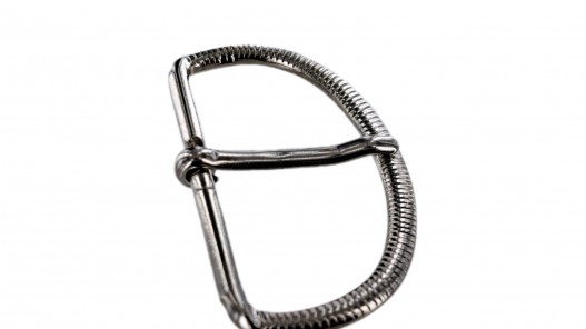 Grande boucle de ceinture demi- cercle strié - nickelé - 60 mm - ceintures - bouclerie - Cuir en Stock