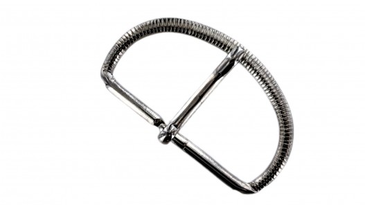 Grande boucle de ceinture demi- cercle strié - nickelé - 60 mm - ceintures - bouclerie - cuirenstock