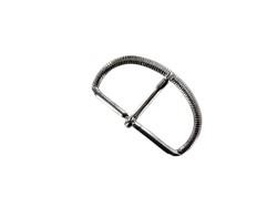 Grande boucle de ceinture demi- cercle strié - nickelé - 60 mm - ceintures - bouclerie - cuirenstock