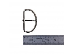 Grande boucle de ceinture demi- cercle strié - nickelé - 60 mm - ceintures - bouclerie - Cuir en stock