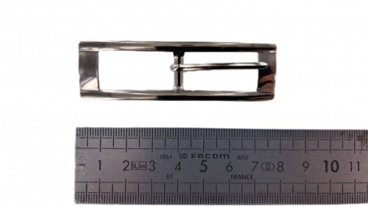 Boucle de ceinture rectangulaire plate - nickelé - 15 mm - ceinture - bouclerie - accessoires - Cuir en stock