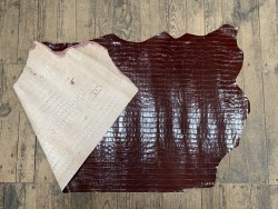 Demi-peau de cuir de veau grain croco brun acajou - maroquinerie - cuirenstock