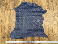 Peau de cuir de chèvre imprimée façon serpent - gris bleu métallisé - maroquinerie - cuir en stock