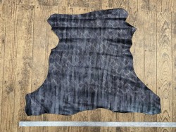 Peau de cuir de chèvre imprimée façon serpent - noir argenté métallisé - maroquinerie - cuir en stock