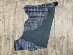 Peau de cuir de chèvre imprimée façon serpent - noir argenté métallisé - maroquinerie - cuirenstock