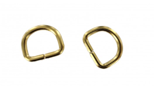 Anneau demi-ronds doré - 20mm - anneau brisé - Cuir en stock