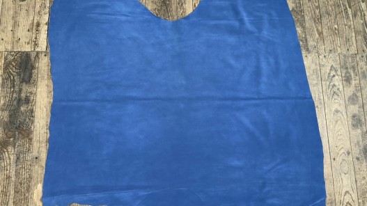 Peau de veau velours bleu jeans - Maroquinerie - Cuir en stock