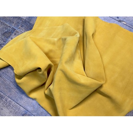 Peau de veau velours jaune moutarde - Maroquinerie - Cuir en Stock