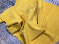 Peau de veau velours jaune moutarde - Maroquinerie - Cuir en Stock