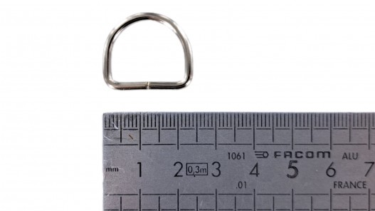 Anneau demi-ronds nickelé - 18mm - anneau brisé - cuir en stock