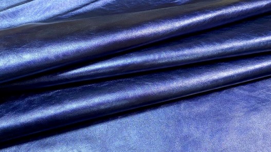 Demi peau de veau métallisé bleu - maroquinerie - Cuir en Stock