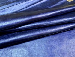 Demi peau de veau métallisé bleu - maroquinerie - Cuir en Stock
