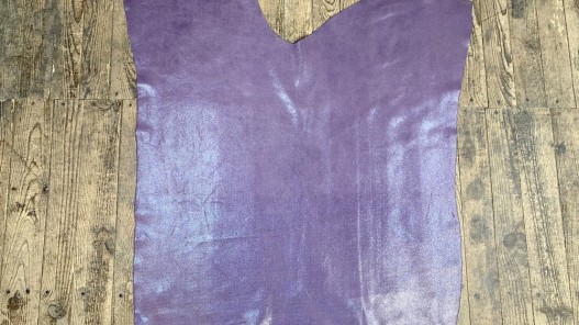 Peau de veau velours motif pied de poule pailleté - violet parme - Maroquinerie - cuir en stock
